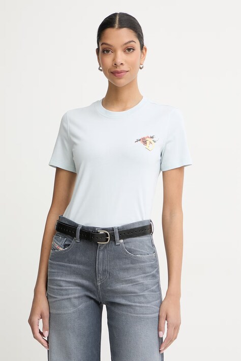 Diesel t-shirt damski bawełniany T-REG-S1 niebieski A22488.0JMBD