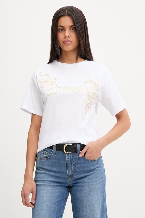 ERMANNO Firenze T-shirt damski bawełniany biały D48EL039EE8