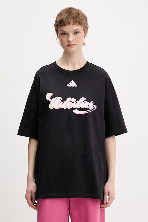 adidas t-shirt bawełniany House of Tiro damski kolor czarny KB7170