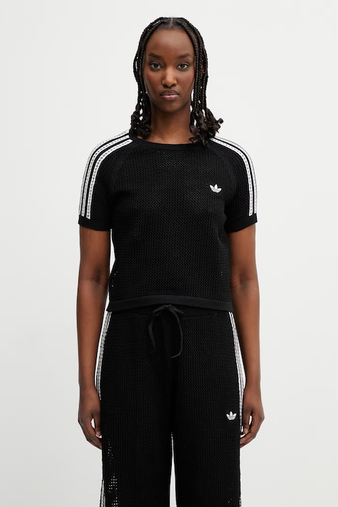 adidas Originals Crochet crop top women's black KC6481