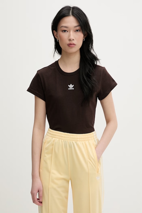 adidas Originals T-shirt damski bawełniany brązowy KD1354