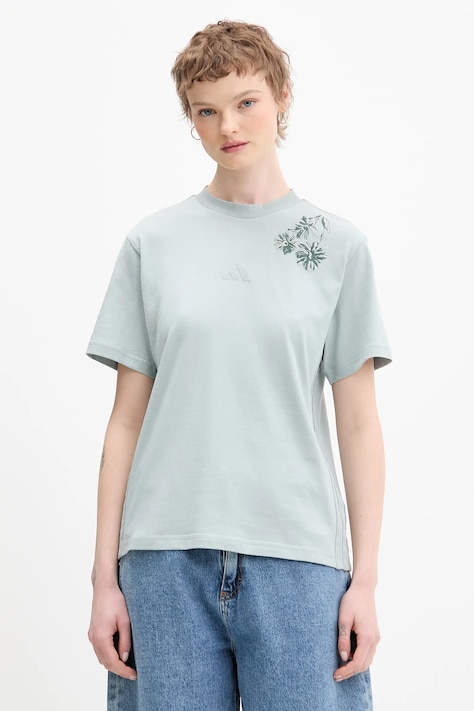 adidas t-shirt bawełniany damski kolor zielony KF0082