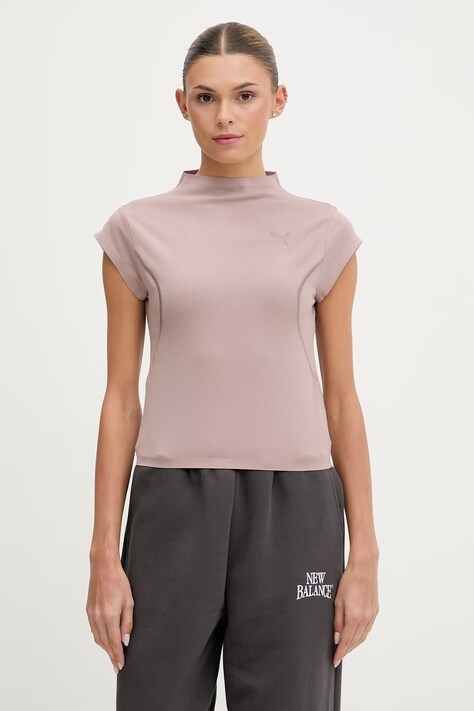 Puma t-shirt damski bawełniany z elastanem PUMATECH SENSE beżowy 634568