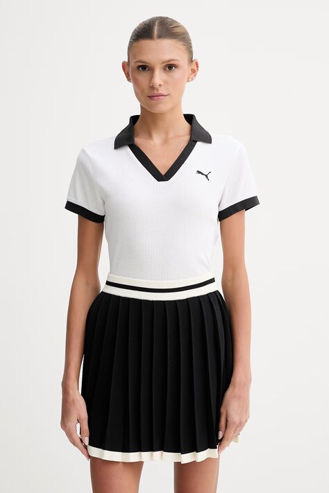 Puma polo damskie bawełniane Wardrobe Essential Polo białe 635395