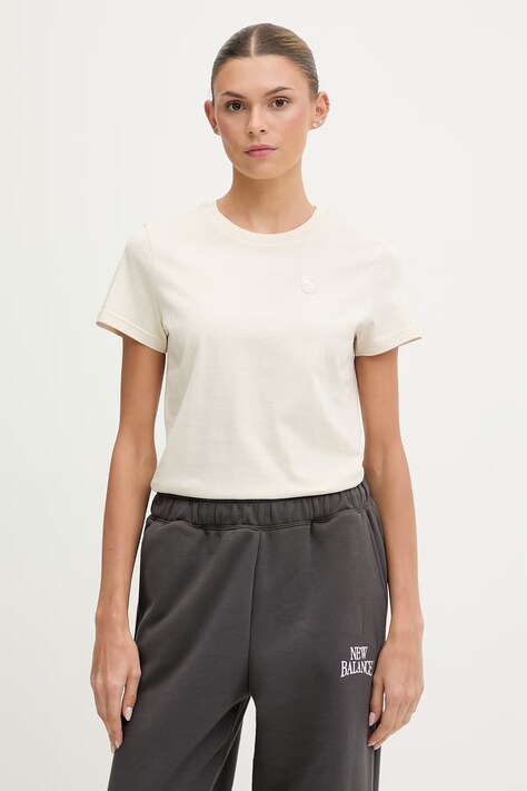 Puma t-shirt damski bawełniany Essential Elevated beżowy 691855