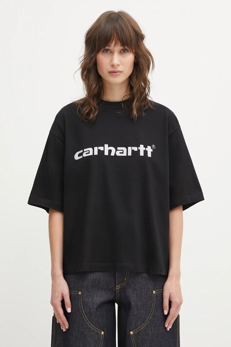 Carhartt WIP t-shirt bawełniany W SS Archive Script T-Shirt damski kolor czarny I036042.89XX