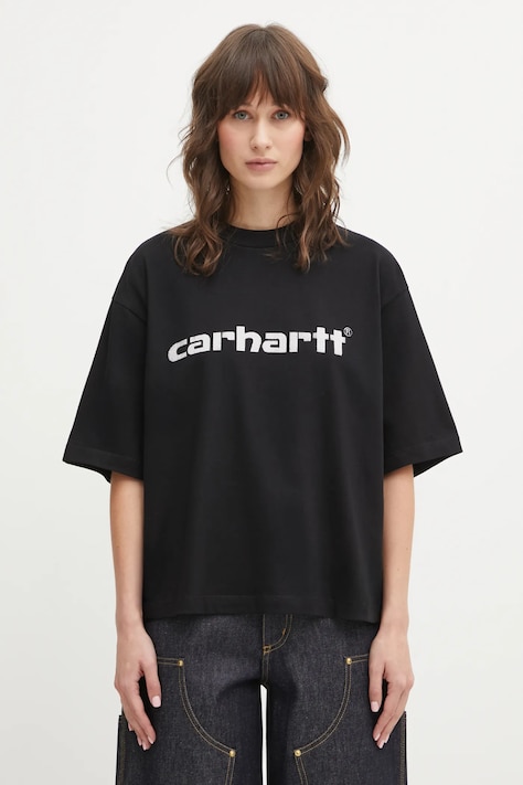 Carhartt WIP t-shirt bawełniany W SS Archive Script T-Shirt damski kolor czarny I036042.89XX