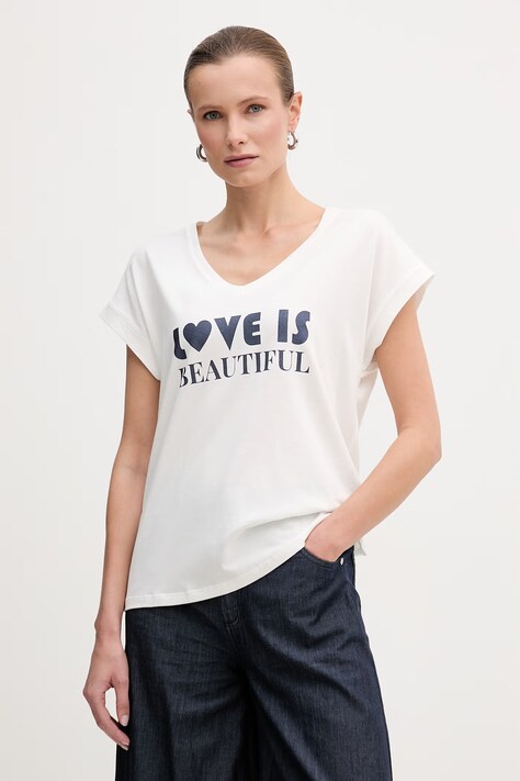 Morgan t-shirt damski kolor biały DBEAU