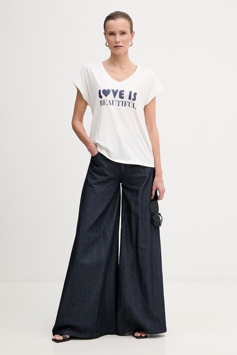 Morgan t-shirt damski kolor biały DBEAU