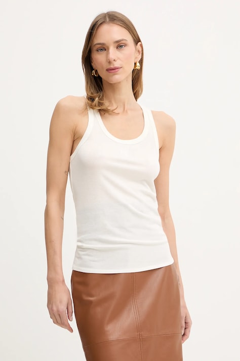 Elisabetta Franchi top z dodatkiem wełny kolor beżowy CN77B61E2