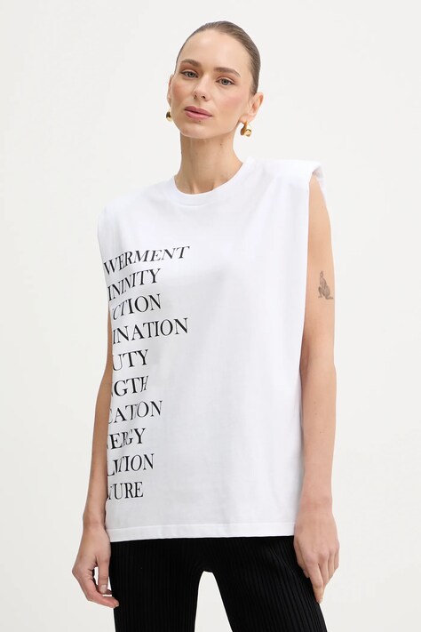 Elisabetta Franchi top bawełniany kolor biały MA70P61E2