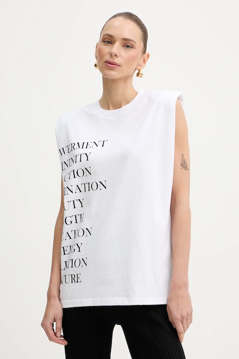 Elisabetta Franchi top bawełniany kolor biały MA70P61E2