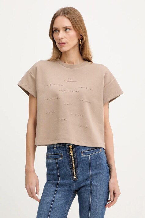 Elisabetta Franchi t-shirt damski kolor brązowy MA73D61E2