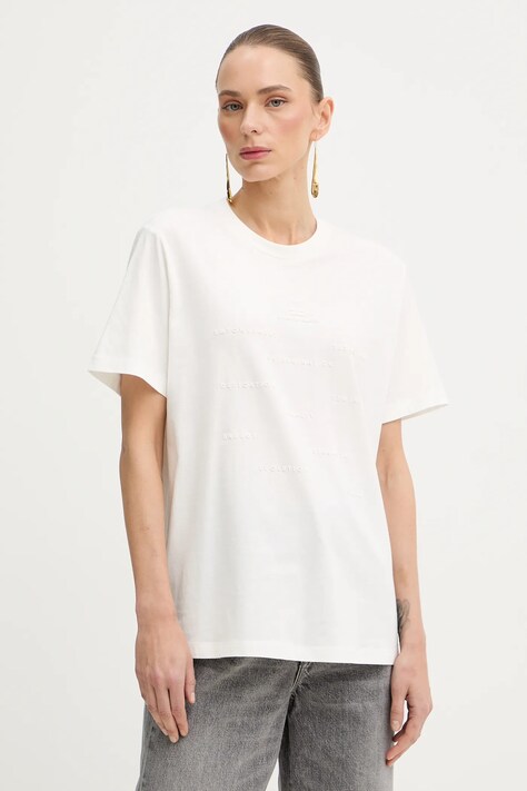Elisabetta Franchi t-shirt bawełniany damski kolor beżowy MA74D61E2