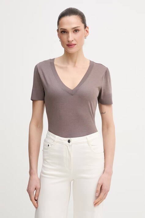 Mos Mosh t-shirt damski kolor brązowy 161010