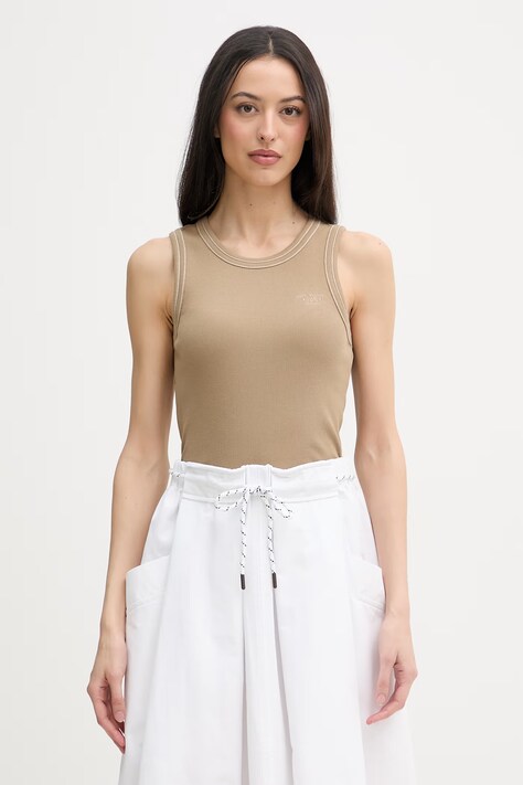 Mos Mosh top damski z bawełną Ara beżowy 177230