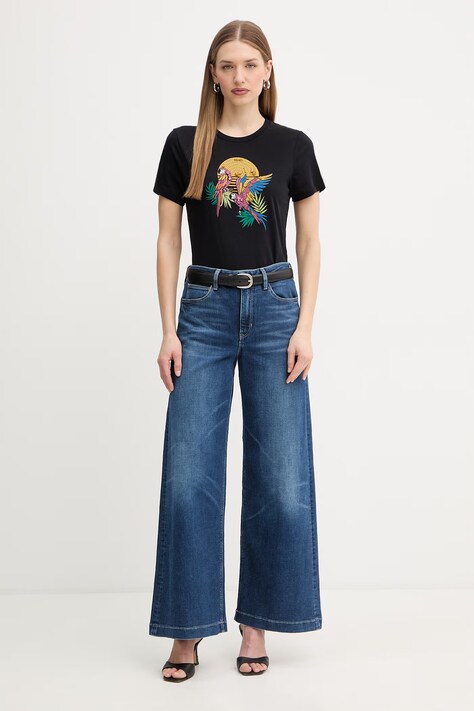 Liu Jo t-shirt bawełniany damski kolor czarny WA6237 JS923