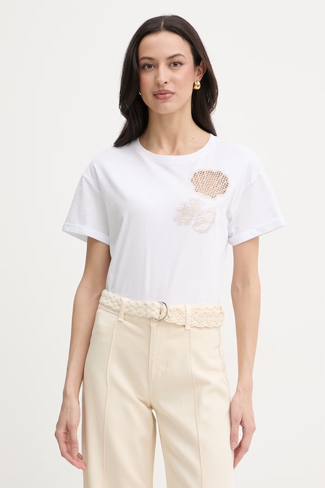 Liu Jo t-shirt damski bawełniany biały WA6413 JS904