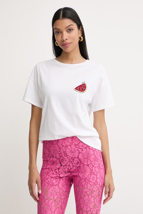Liu Jo t-shirt damski bawełniany biały WA6414 JS923