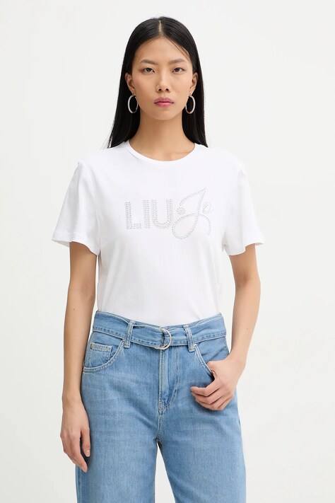 Liu Jo t-shirt bawełniany damski kolor biały WA6491 JS923