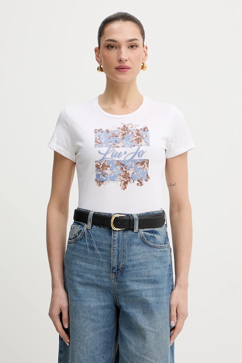 Liu Jo t-shirt bawełniany damski kolor biały WA6493 JS923