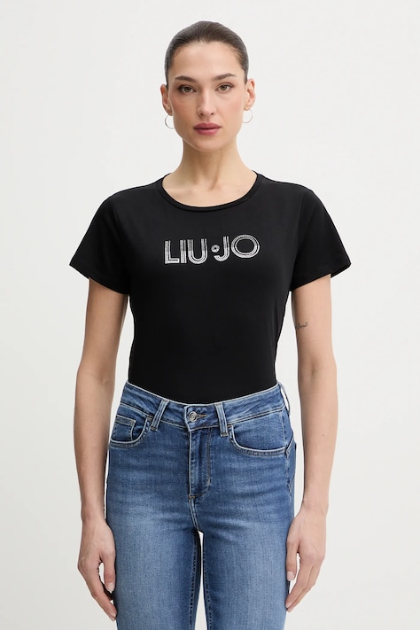 Liu Jo t-shirt bawełniany damski kolor czarny TA6056 JS923