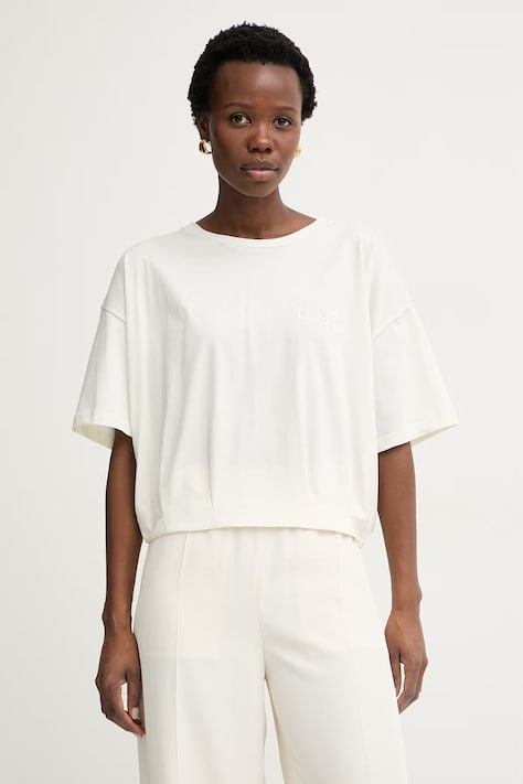 Liu Jo t-shirt damski bawełniany beżowy TA6119 JS923