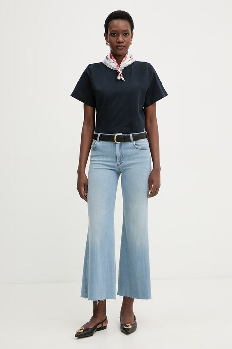 Dámske bavlnené tričko s elastanom Marella Emme by Marella tmavomodré 2615971041200