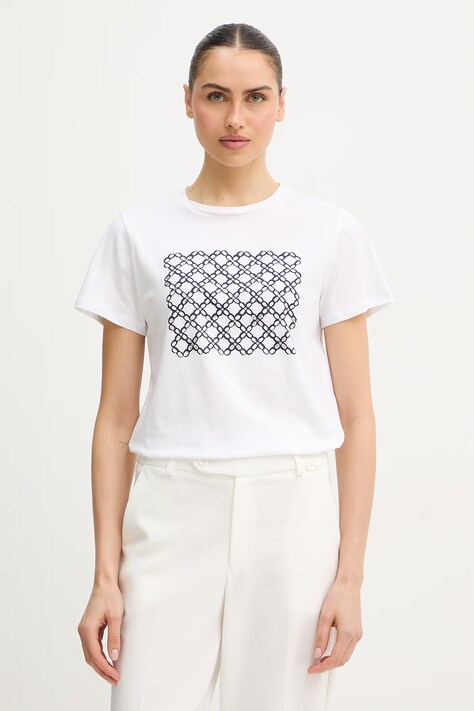 Bombažna kratka majica Marella Emme by Marella ženska, bela barva, 2615971051200