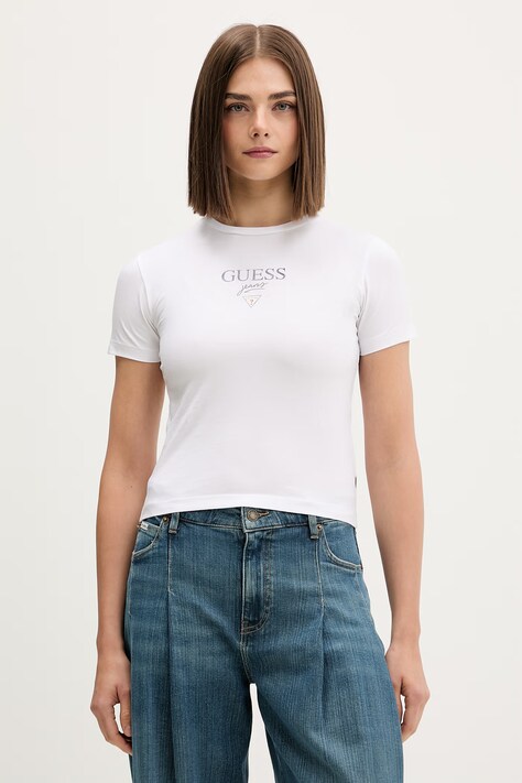 Guess Jeans T-shirt damski z bawełną biały W6RI15 J1314