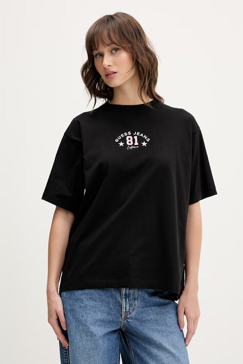 Guess Jeans t-shirt bawełniany damski kolor czarny W6RI20 K8HM0