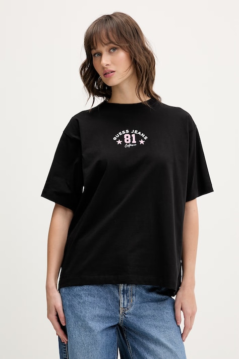 Guess Jeans t-shirt bawełniany damski kolor czarny W6RI20 K8HM0
