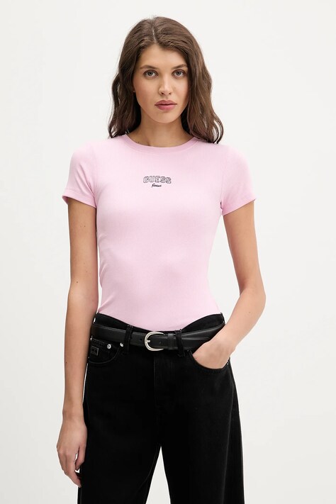 Guess Jeans t-shirt damski kolor różowy W6RP21 KA0H1