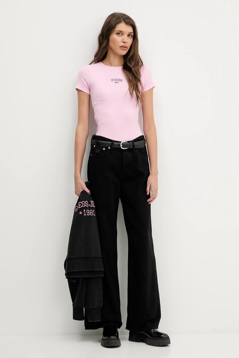 Tričko Guess Jeans dámske, ružová farba, W6RP21 KA0H1