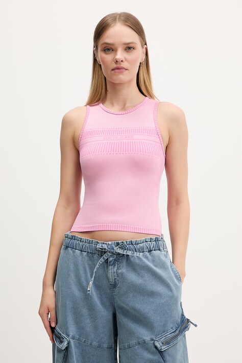 Guess Jeans pleteni top za žene rozi W6RP35 KD152