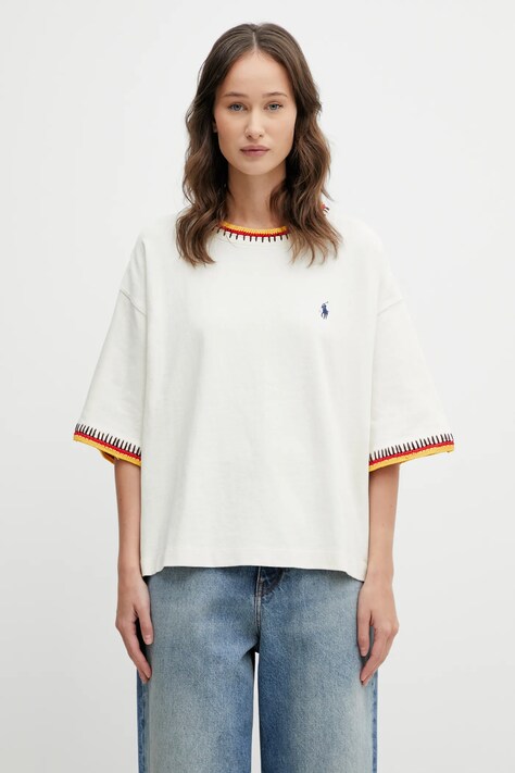 Polo Ralph Lauren cotton t-shirt 10/1 OE JERSEY beige color 211A96265001