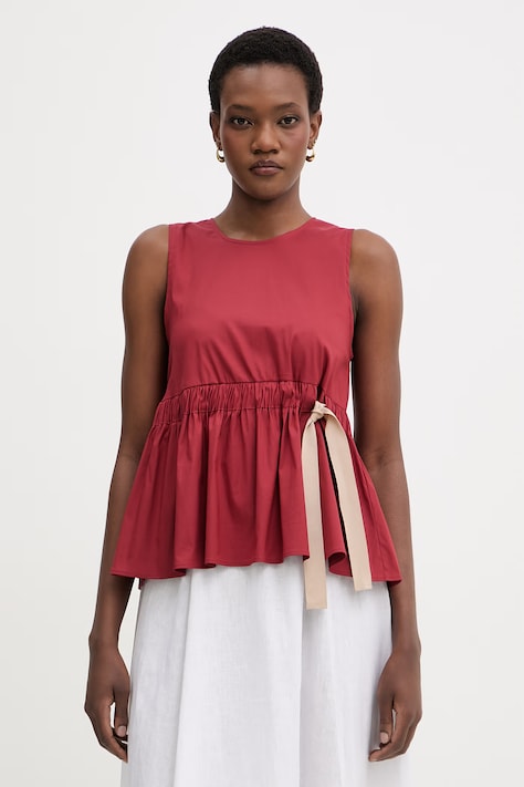 iBlues bluzka na ramiączkach damska z bawełną ASSENZI bordowa gładka