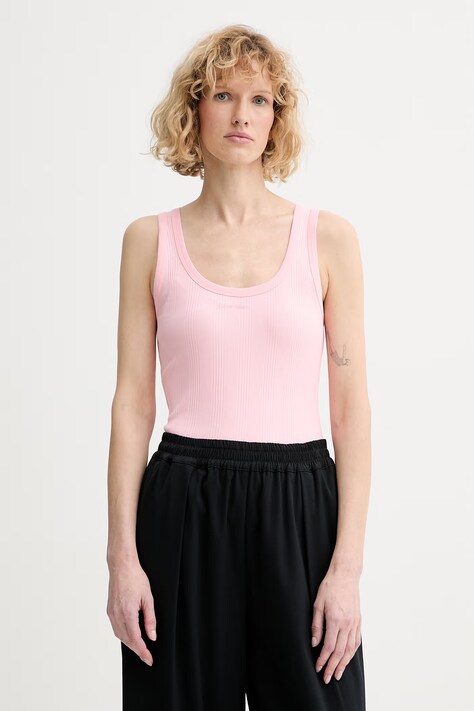 Calvin Klein top dámsky bavlnený s elastanom ružový LV044F210G