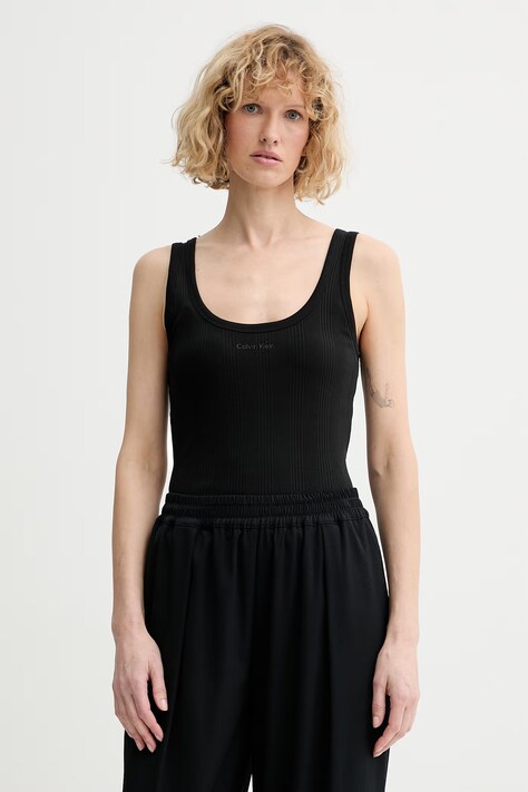 Calvin Klein top dámsky bavlnený s elastanom čierny LV044F210G