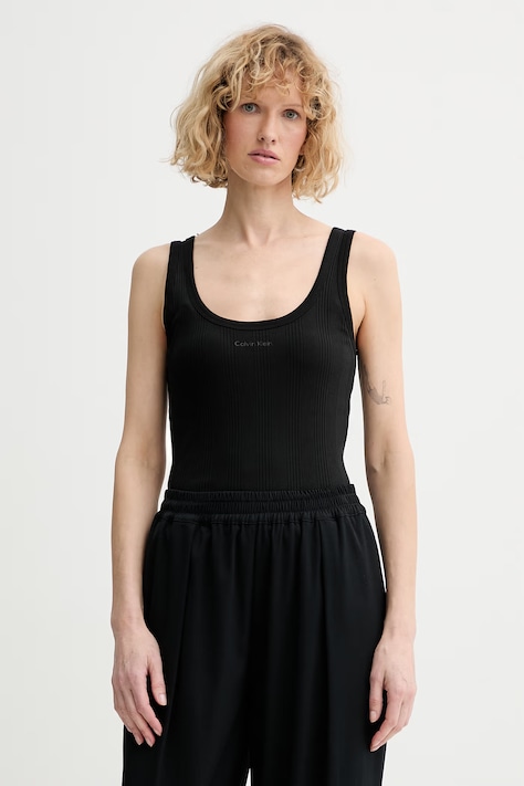 Calvin Klein top dámsky bavlnený s elastanom čierny LV044F210G