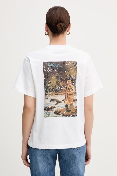 Barbour t-shirt bawełniany Kirby damski kolor biały LTS0722