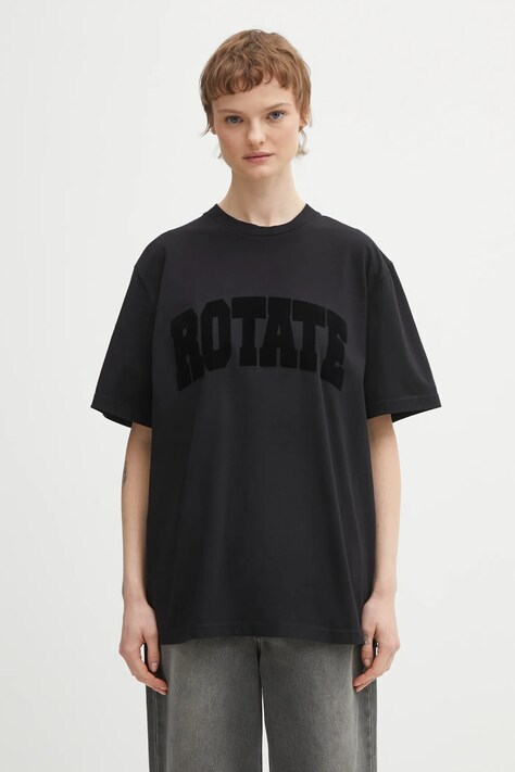 Rotate t-shirt bawełniany damski kolor czarny 115326100