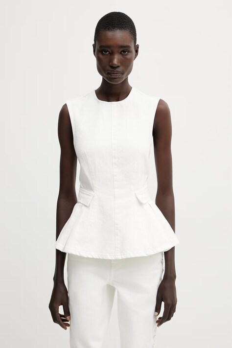 Rotate bluzka na ramiączkach damska bawełniana gładka beżowa 1164032121