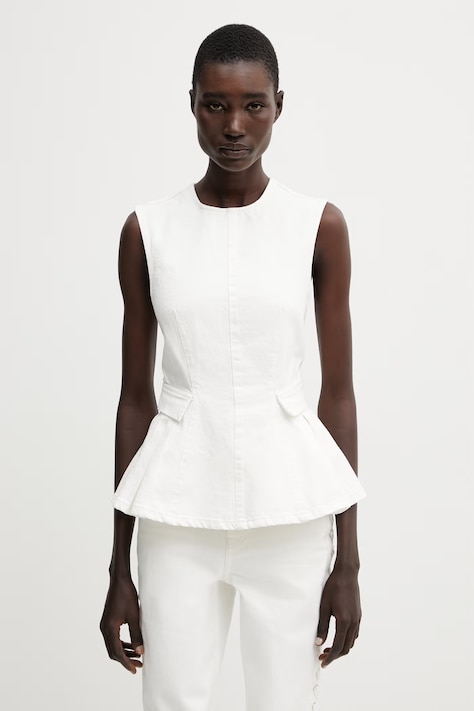 Rotate bluzka na ramiączkach damska bawełniana gładka beżowa 1164032121