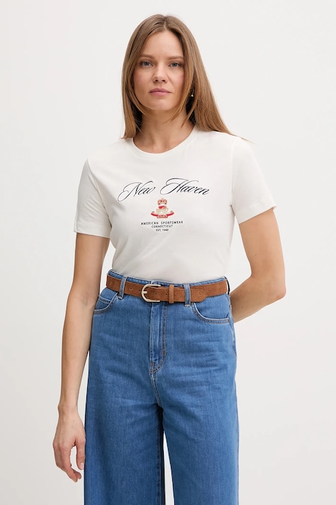 Gant t-shirt bawełniany damski kolor beżowy 4202568