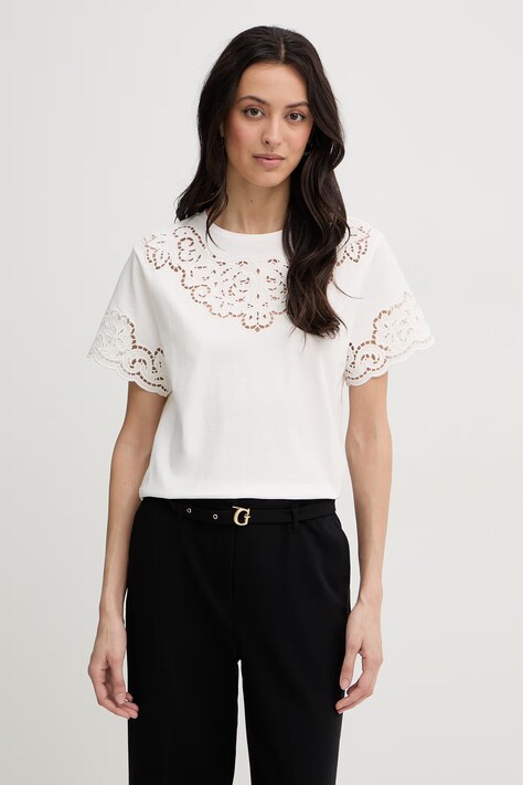 Twinset t-shirt bawełniany damski kolor biały 261TP2440