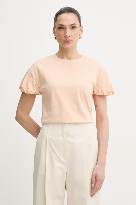 Twinset t-shirt bawełniany damski kolor beżowy 261TP2210