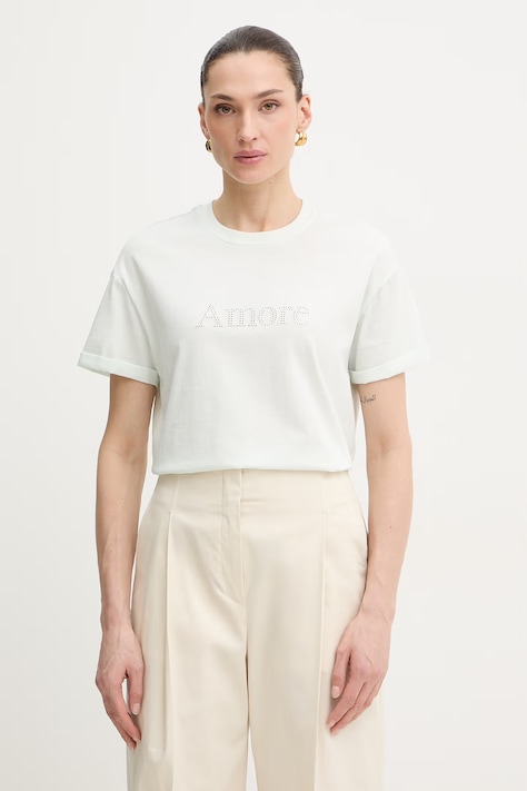 Βαμβακερό μπλουζάκι Twinset χρώμα: τιρκουάζ, 261TP2343