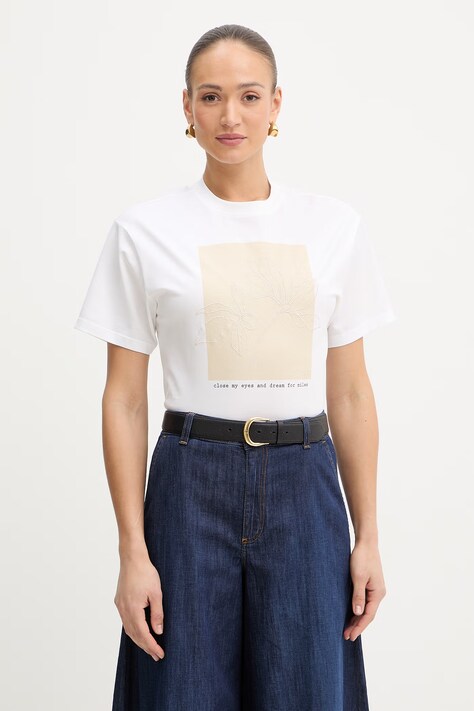 Twinset t-shirt bawełniany damski kolor biały 261TE2090