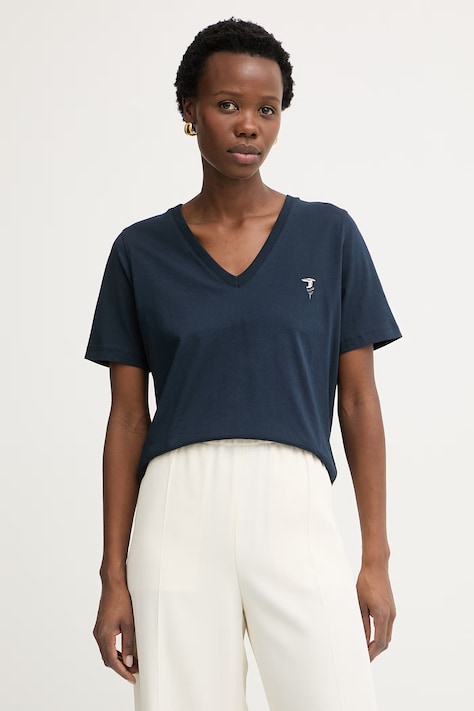 Trussardi T-shirt damski bawełniany granatowy G1266000228N
